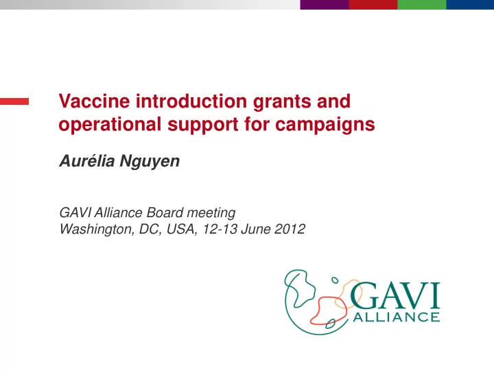 vaccine introduction grants and