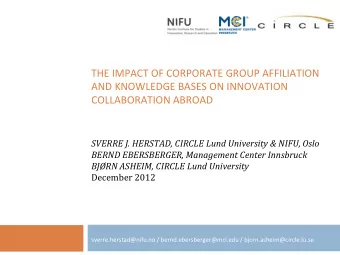 D       SVERRE  J.  HERSTAD,  CIRCLE  Lund  University  &amp;  NIFU,