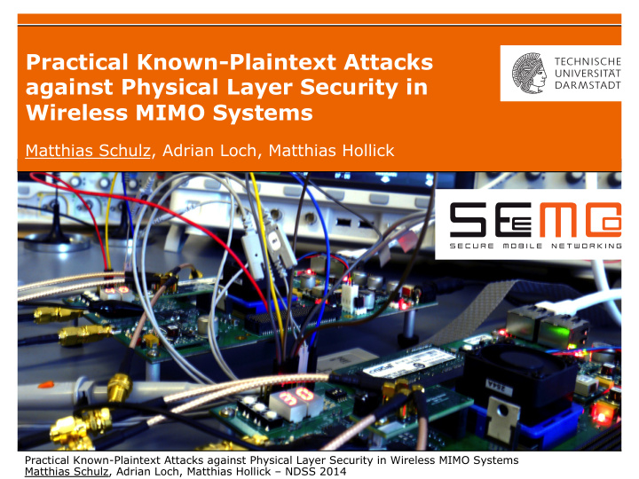 practical known plaintext attacks against physical layer