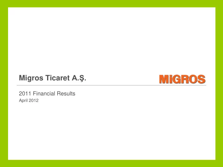 migros ticaret a