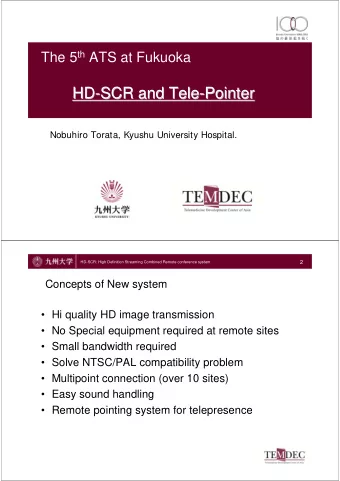 HD-  -SCR and Tele  SCR and Tele-  -Pointer  Pointer  HD  Nobuhiro Torata, Kyushu University