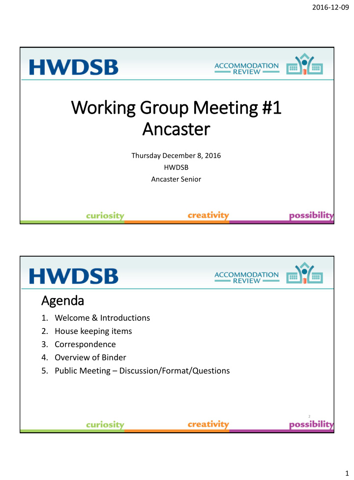 working group meeting 1 1