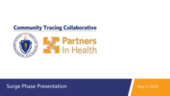 Surge Phase Presentation  May 5, 2020  Update on Timeline  The CTC experienced technical