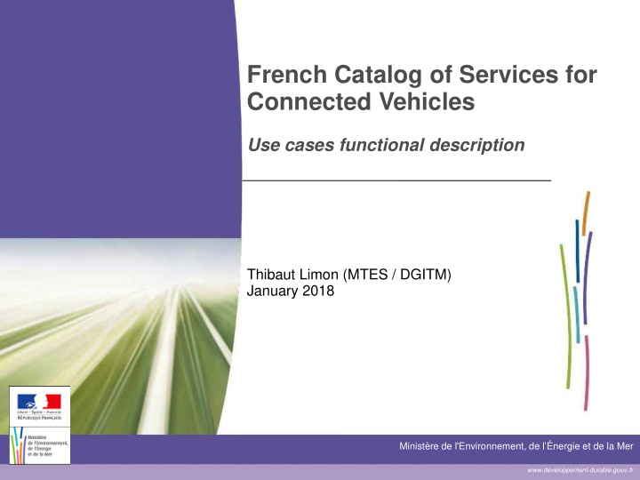 french catalog of services for connected vehicles