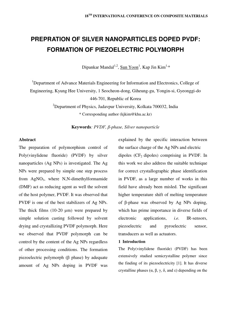 prepration of silver nanoparticles doped pvdf formation