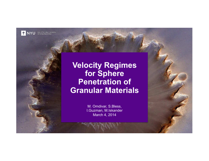 velocity regimes for sphere penetration of granular