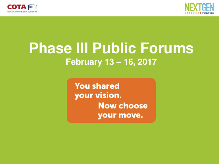 phase iii public forums