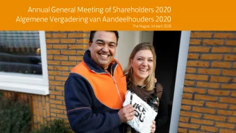 Annual General Meeting of Shareholders 2020  Algemene Vergadering van Aandeelhouders 2020  The