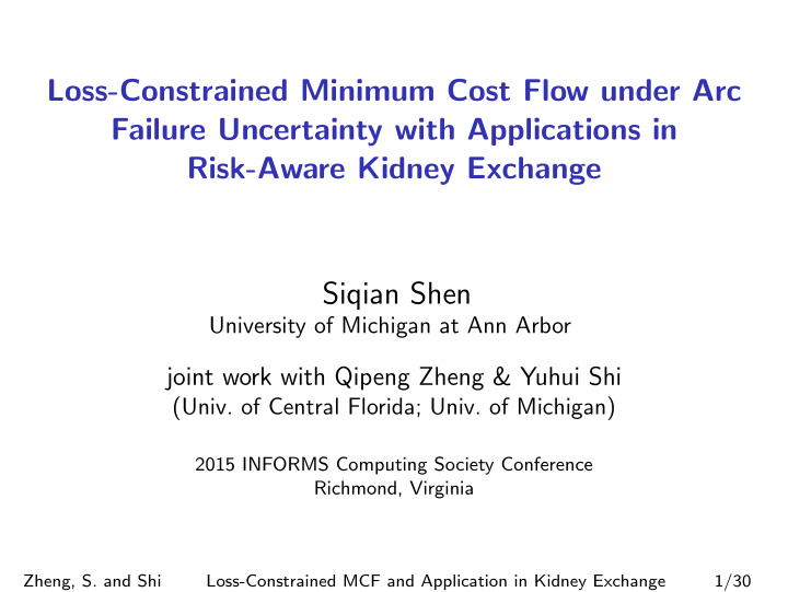 loss constrained minimum cost flow under arc failure