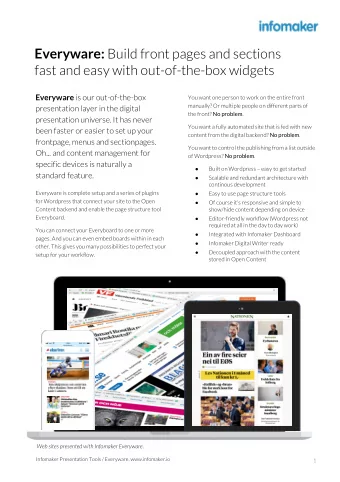 Everyware: Build front pages and sections  fast and easy with out-of-the-box widgets Everyware is