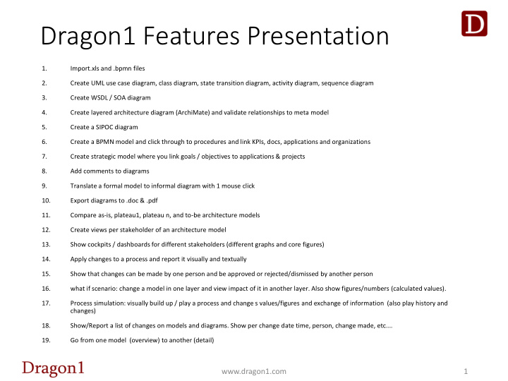 dragon1 features presentation