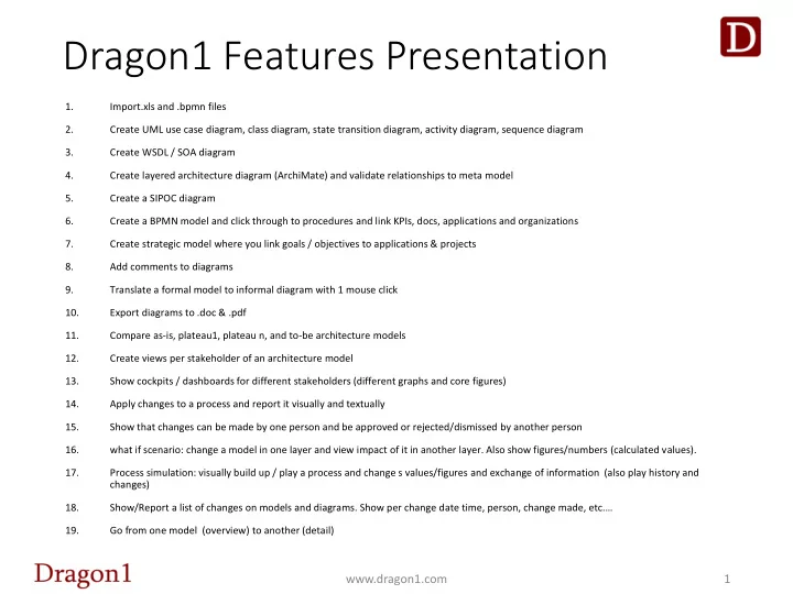 dragon1 features presentation