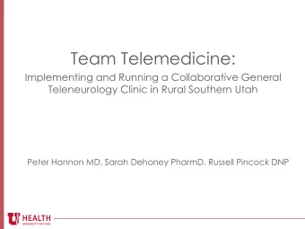 Team Telemedicine:  Implementing and Running a Collaborative General  Teleneurology Clinic in Rural
