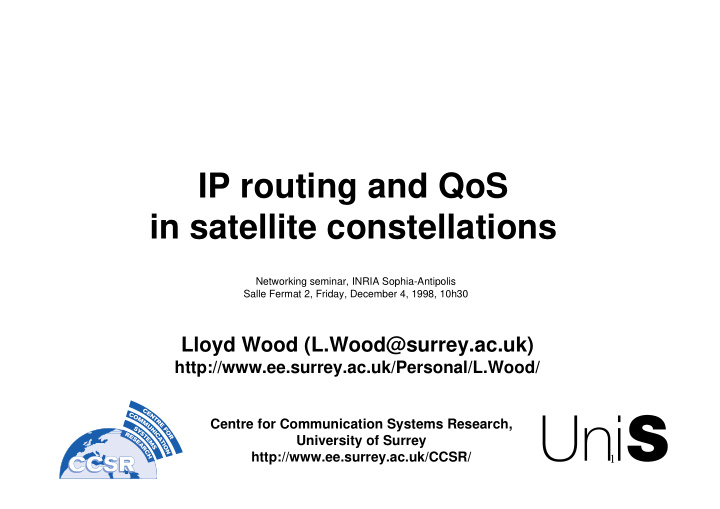 ip routing and qos in satellite constellations