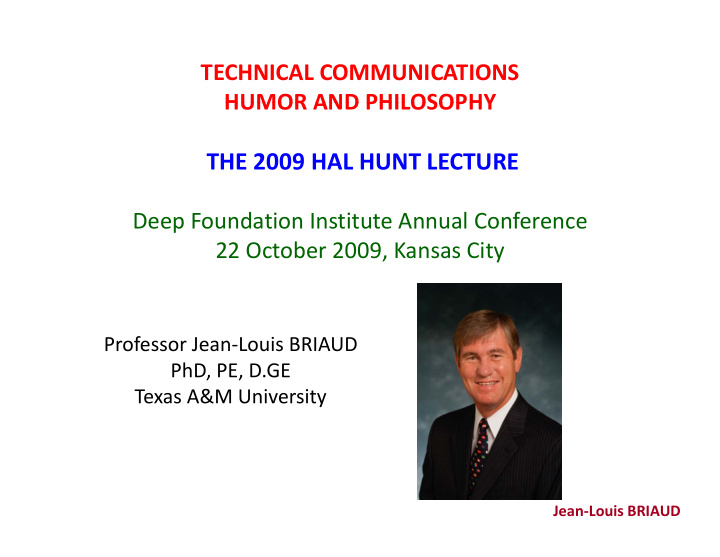 the 2009 hal hunt lecture