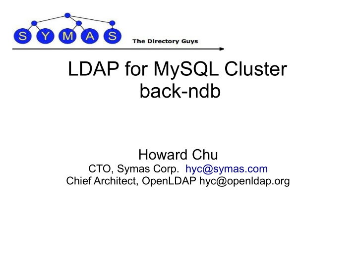 ldap for mysql cluster back ndb