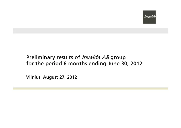 preliminary results of preliminary results of