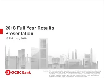 2018 Full Year Results  Presentation  22 February 2019  Disclaimer:  This presentation should be