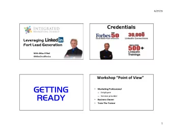 GETTING  Marke&amp;ng)Professional)  o Employee' o Service'provider'  READY   Business)Owner)