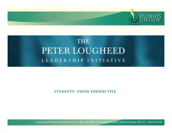 STUDENTS UNION PERSPECTIVE  Overview  Frank Robinson proposal  Donor interest  Peter