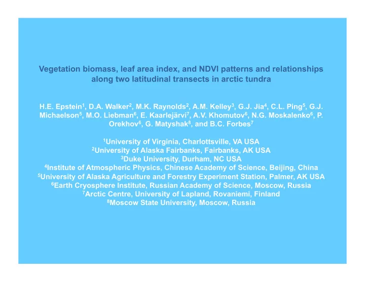 vegetation biomass leaf area index and ndvi patterns and
