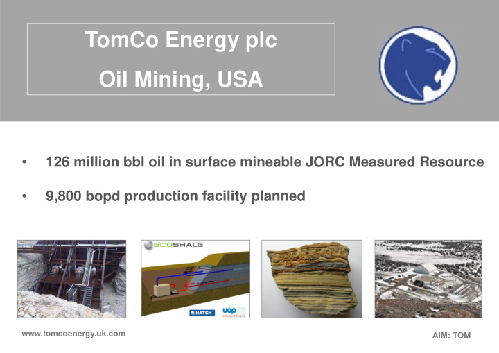 tomco energy plc oil mining usa