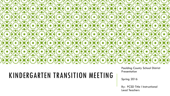 kindergarten transition meeting