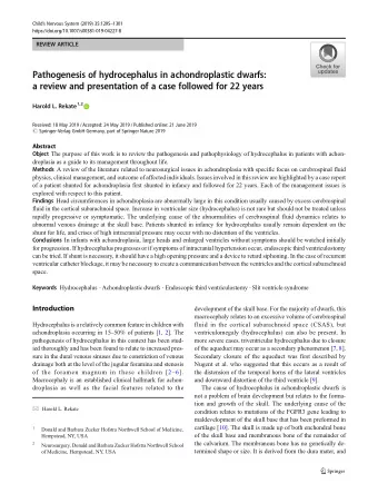 Pathogenesis of hydrocephalus in achondroplastic dwarfs:  a review and presentation of a case