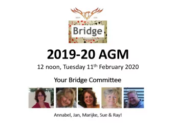 2019-20 AGM 12 noon, Tuesday 11 th February 2020  Highlights of 2019-20 Members playing weekly