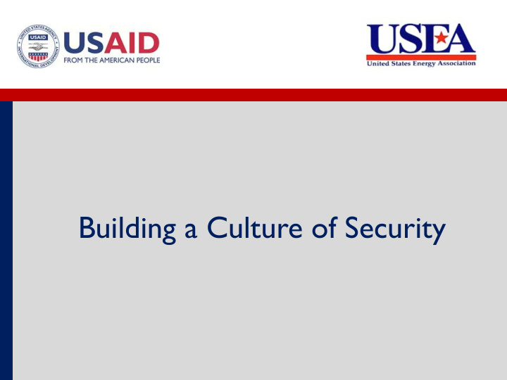 building a culture of security agenda