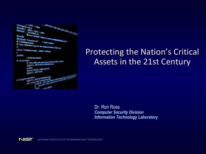 protecting the nation s critical assets in the 21st