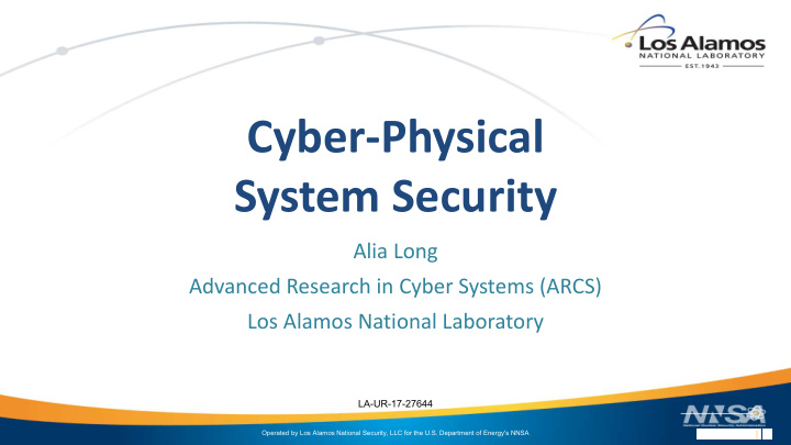 cyber physical system security