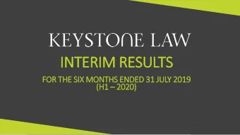 INTERIM RESULTS  FOR THE SIX MONTHS ENDED 31 JULY 2019 (H1  2020)  2  DISCLAIMER This