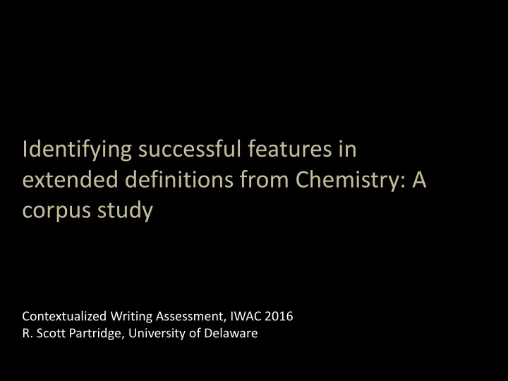 identifying successful features in extended definitions