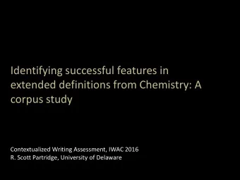 Identifying successful features in  extended definitions from Chemistry: A  corpus study