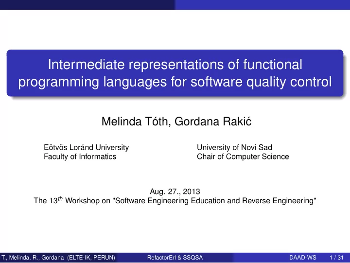 intermediate representations of functional programming
