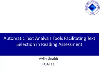 Aylin nald  FOAI 11  Thank you FOAI for bringing together the  assessment professionals for