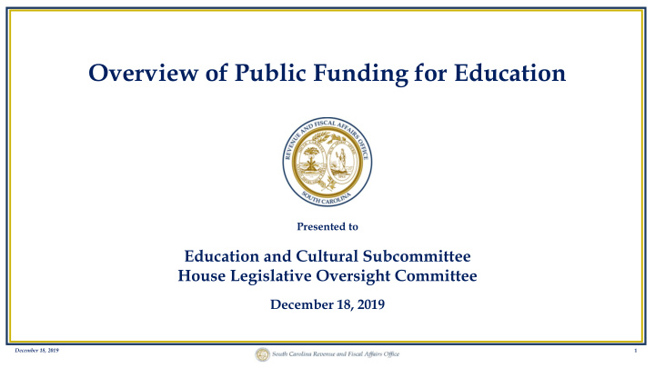 overview of public funding for education