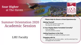 Academic Session  You may turn off your video - Is Your Display Name Formatted Correctly?  First