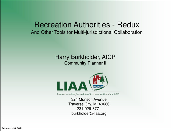 recreation authorities redux