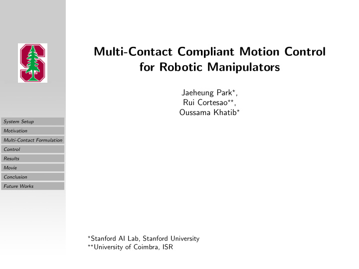 multi contact compliant motion control for robotic
