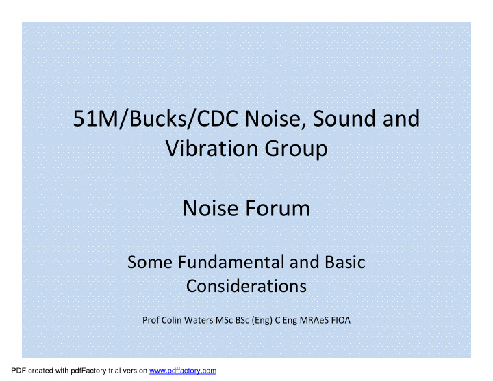 51m bucks cdc noise sound and vibration group noise forum