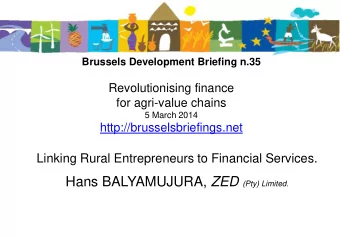 Linking Rural Entrepreneurs to Financial Services  Hans Balyamujura  Brussels Policy Briefing No.