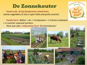 De Zonnekouter  - Small scale (6 ha) biodynamic mixed farm ,  mainly vegetables (2 ha) in open
