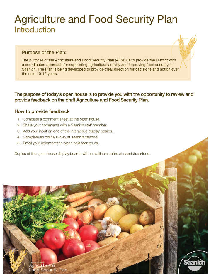 agriculture and food security plan