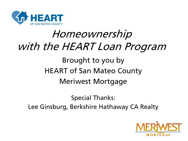 homeownership with the heart loan program