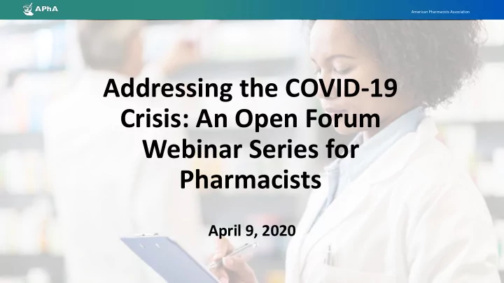 crisis an open forum webinar series for