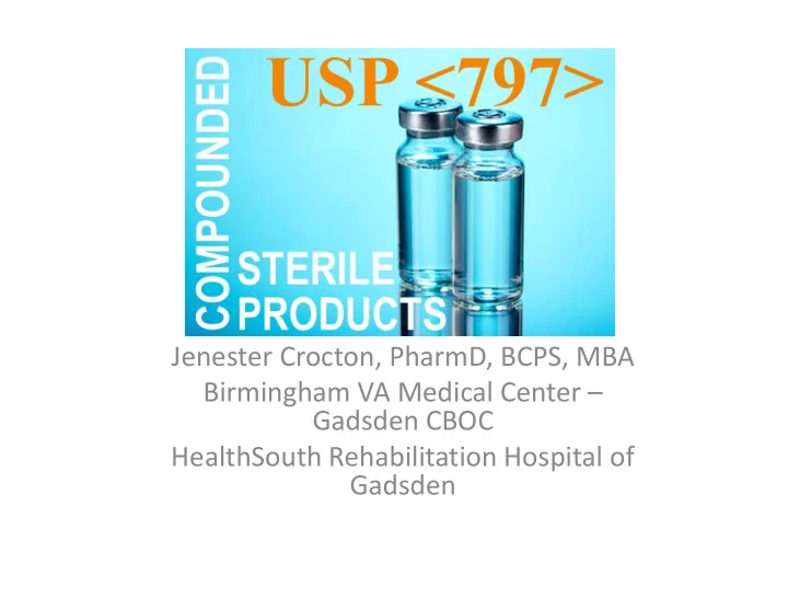 jenester crocton pharmd bcps mba birmingham va medical