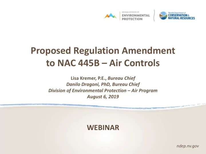 proposed regulation amendment to nac 445b air controls