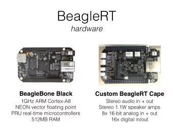 BeagleRT  hardware  BeagleBone Black  Custom BeagleRT Cape  1GHz ARM Cortex-A8  Stereo audio in +